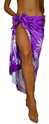 King Kameha Funky Hawaii Cover-up Pareo Sarong, Print Beach, Negativ Violett, Gross von King Kameha