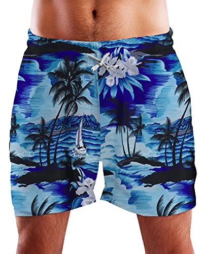 King Kameha Funky Hawaii Schwimm-Hose Bade-Hose Bade-Shorts, Surf, Dunkeltürkis, XL von King Kameha