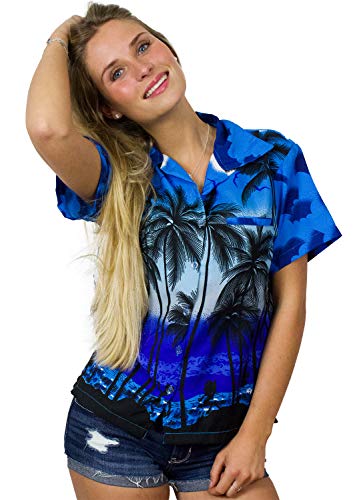 King Kameha Funky Hawaiibluse, Hawaiihemd, Kurzarm, Beach, Monoblau, S von King Kameha