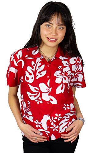 King Kameha Funky Hawaiibluse, Hawaiihemd, Kurzarm, Hibiscus, Ferrarired, XXL von King Kameha