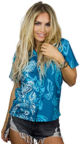 King Kameha Funky Hawaiibluse, Hawaiihemd, Kurzarm, Maori Wedding, Türkis, 3XL von King Kameha