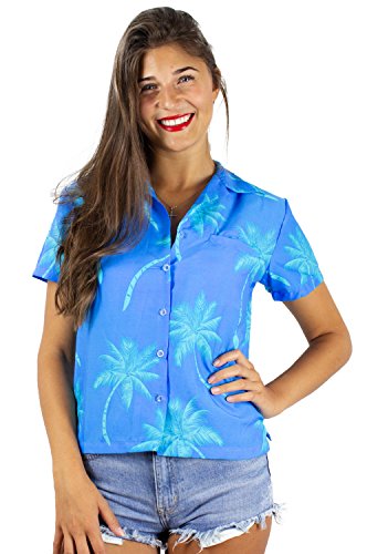 King Kameha Funky Hawaiibluse, Hawaiihemd, Kurzarm, Palmshadow, Türkis, L von King Kameha