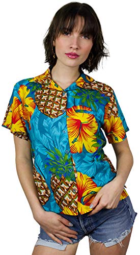 King Kameha Funky Hawaiibluse, Hawaiihemd, Kurzarm, Pineapple Hibiscus, Türkis, M von King Kameha