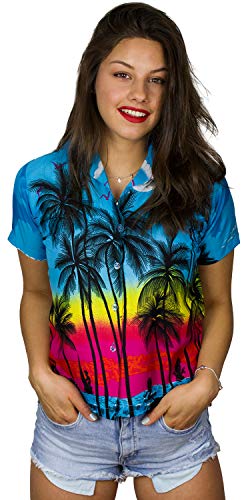 King Kameha Funky Hawaiibluse, Hawaiihemd, Kurzarm, Print Beach, Türkis, S von King Kameha