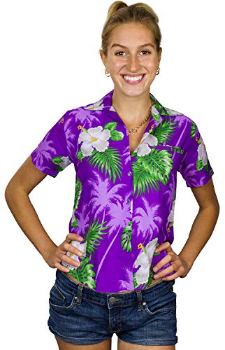 King Kameha Funky Hawaiibluse, Hawaiihemd, Kurzarm, Print Small Flower, Violett, XXL von King Kameha