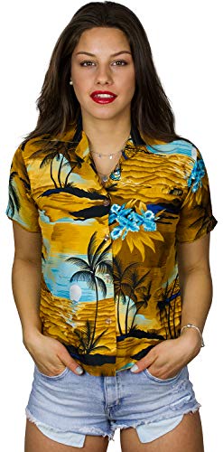 King Kameha Funky Hawaiibluse, Hawaiihemd, Kurzarm, Print Surf, Braun, L von King Kameha