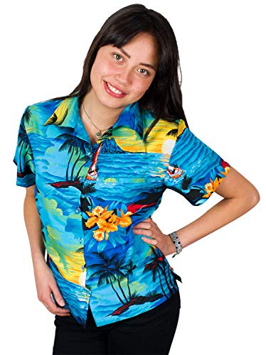 King Kameha Funky Hawaiibluse, Hawaiihemd, Kurzarm, Surf, Türkis, 3XL von King Kameha