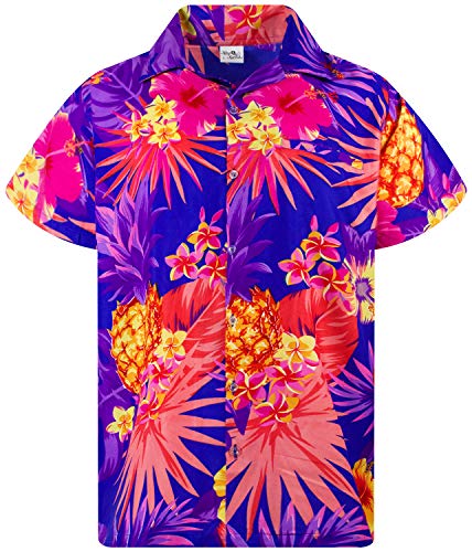 Funky Hawaiian Shirt Shortsleeve Pineapple Dark Blue M von King Kameha