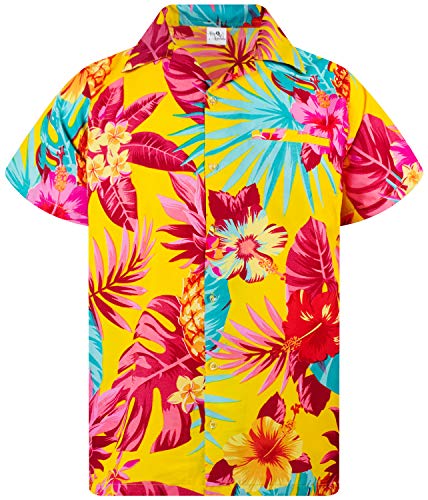 King Kameha Funky Hawaiihemd, Kurzarm, Ananas, Gelb, 4XL von King Kameha