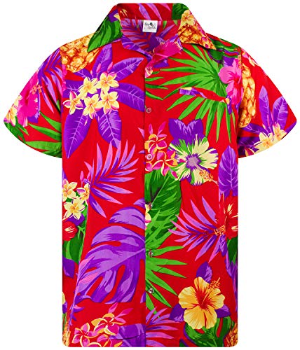 Funky Hawaiian Shirt Shortsleeve Pineapple Red 4XL von King Kameha