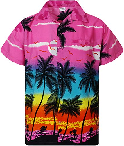 King Kameha Funky Hawaiihemd, Kurzarm, Beach New, Eclectic Pink, 3XL von King Kameha