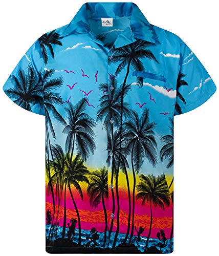 King Kameha Funky Hawaiihemd, Kurzarm, Beach New, Türkis, 5XL von King Kameha