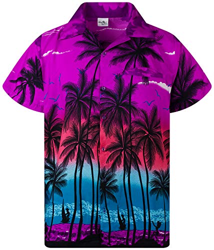 King Kameha Funky Hawaiihemd, Kurzarm, Beach New, Violett, 4XL von King Kameha