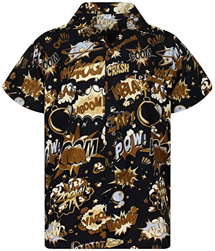 King Kameha Funky Hawaiihemd, Kurzarm, Boom Bang, Monosepia, 5XL von King Kameha