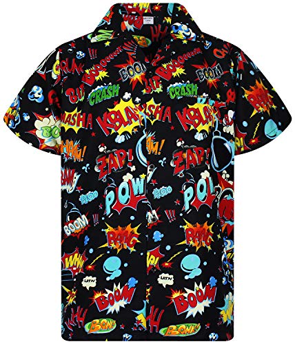 King Kameha Funky Hawaiihemd, Kurzarm, Boom Bang, Multischwarz, XXL von King Kameha