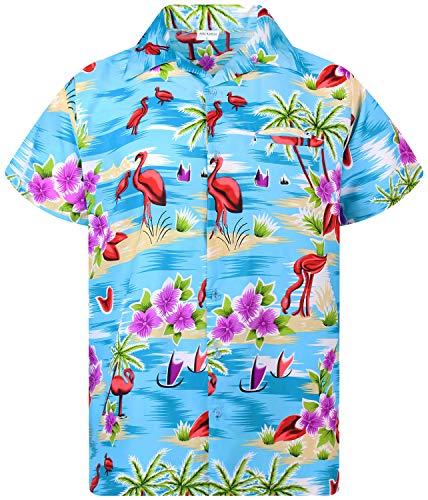 King Kameha Funky Hawaiihemd, Kurzarm, Flamingos, Türkis, M von King Kameha