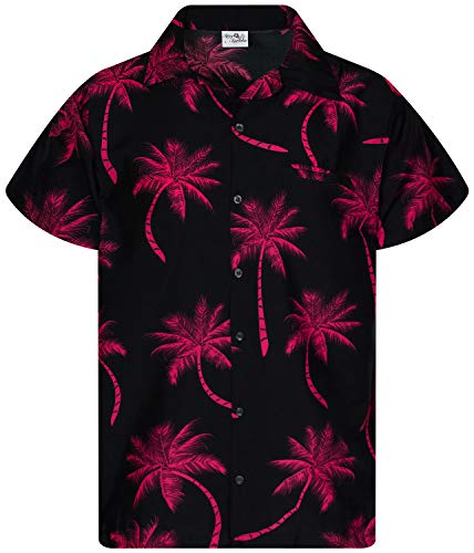 King Kameha Funky Hawaiihemd, Kurzarm, Palmshadow, Schwarz Rot, 3XL von King Kameha