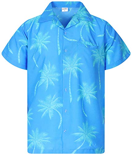 King Kameha Funky Hawaiihemd, Kurzarm, Palmshadow New, Türkis, 4XL von King Kameha