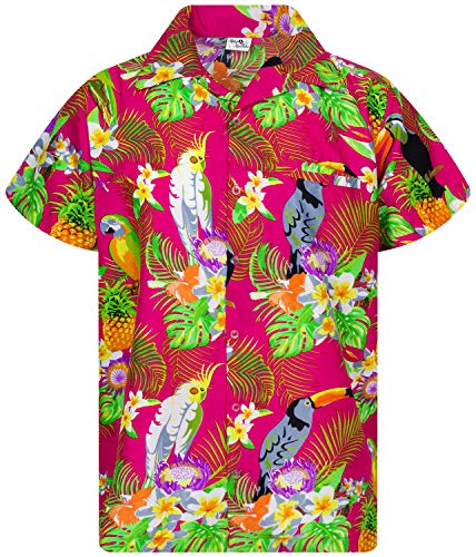 King Kameha Funky Hawaiihemd, Kurzarm, Parrot Cockatoo, Pink, L von King Kameha