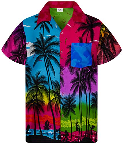 King Kameha Funky Hawaiihemd, Kurzarm, Print Beach, Mix, 6XL von King Kameha