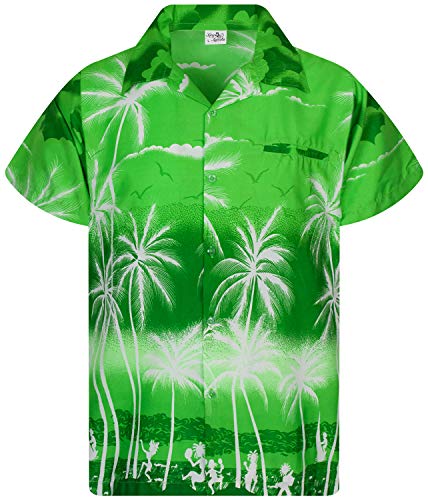 King Kameha Funky Hawaiihemd, Kurzarm, Print Beach, Negativ Grün, M von King Kameha