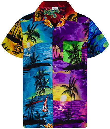 King Kameha Funky Hawaiihemd, Kurzarm, Print Surf, Mix, XXL von King Kameha