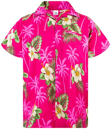 King Kameha Funky Hawaiihemd, Kurzarm, Small Flower New, Magentapink, L von King Kameha