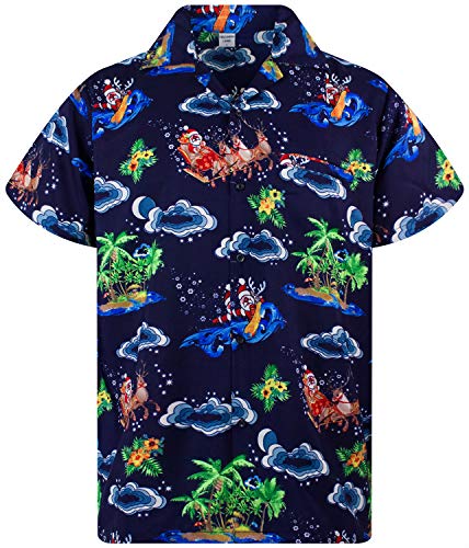 King Kameha Funky Hawaiihemd Weihnachten, Christmas Island, Multi blau, 4XL von King Kameha