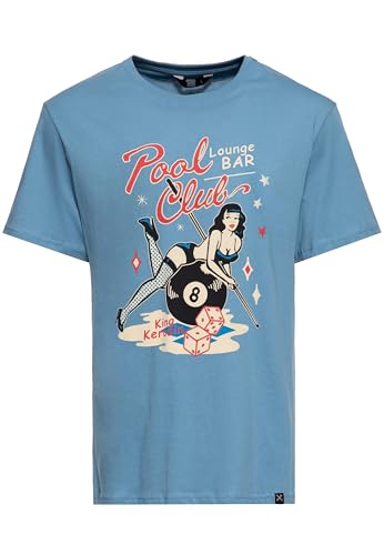 King Kerosin Herren T-Shirt | Rockabilly | Pin-Up | 50S | Regular Fit | Front-Print | Retro | Vintage| Reine Baumwolle | Rock'n'roll | Billiard | Billiardkugel Pool Club von King Kerosin