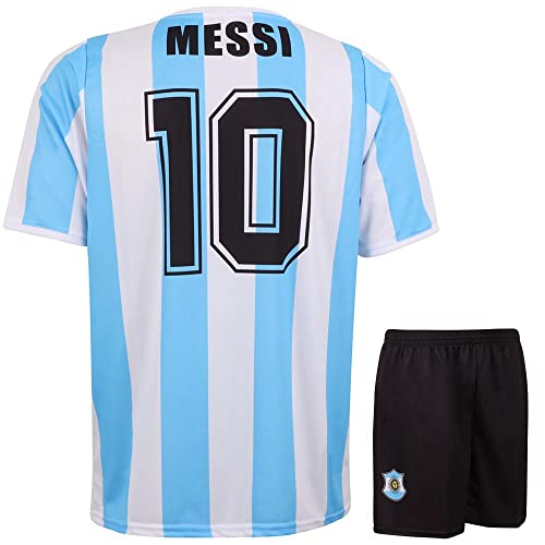 Argentinien Trikot Set Messi - Kinder und Erwachsene - Jungen - Fußball Trikot - Fussball Geschenke - Sport t Shirt - Sportbekleidung - Größe 128 von Kingdo