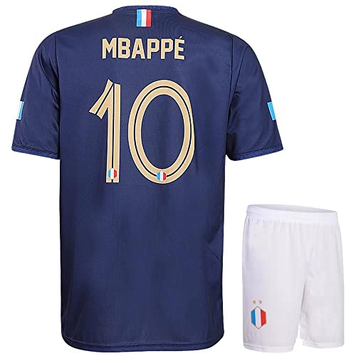 Frankreich Trikot Set Mbappe Heim - 2022-2024 - Kinder und Erwachsene - Jungen - Fußball Trikot - Fussball Geschenke - Sport t Shirt - Sportbekleidung - Größe 128 von Kingdo