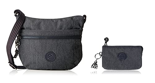 Kipling Damen Arto S Umhängetasche Blau (Active Denim) + Damen Creativity S Münzbörse, Blau (Active Denim), 14.5x9.5x5 cm von Kipling