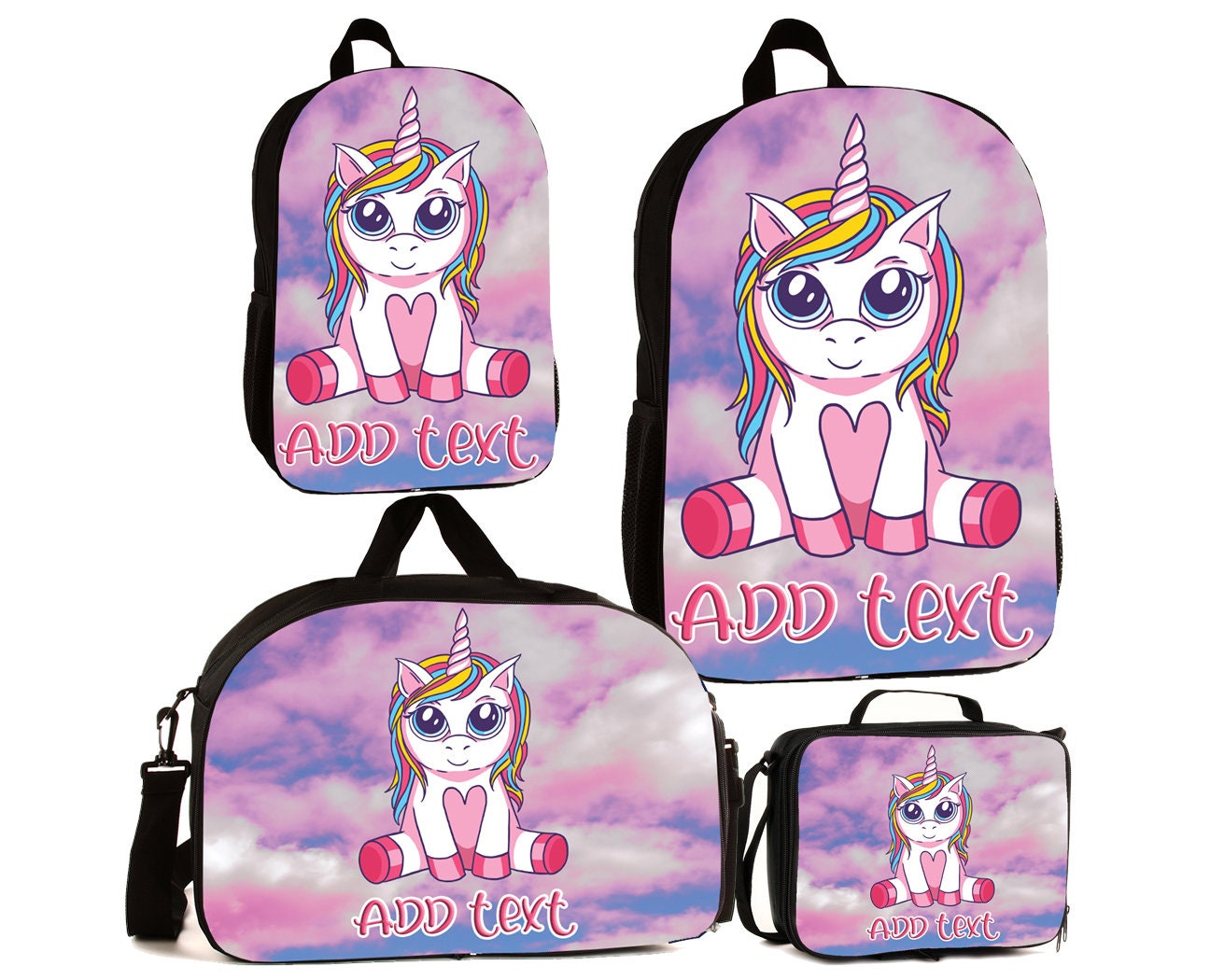 Personalisierte Vollfarb Kinder Rucksäcke/Lunch Bag Seesack - Baby Einhorn von KishKesh