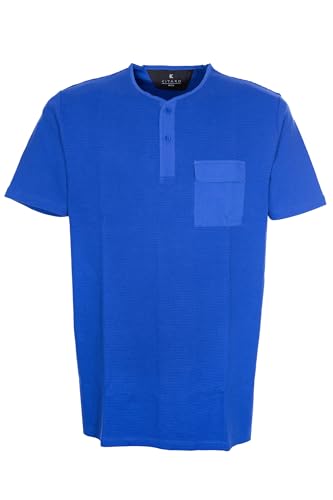 Kitaro T Shirt Henley Herren Kurzarm Rundhals Baumwolle Extra Lang Tall, Farbe:blau, Herrengrößen:XLT von Kitaro