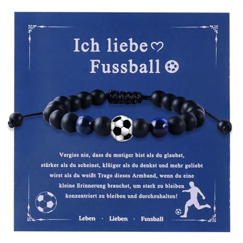 Fussball Geschenke Jungen Fußball Armband Inspirierendes Geschenk Naturstein Fußball Armband für Sohn, Enkel, Neffen, Bruder von Kitnelw