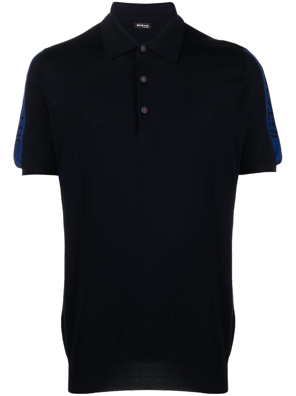 Kiton Poloshirt mit Logo-Streifen - Blau von Kiton