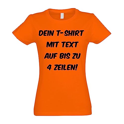 Kiwistar T-Shirt Damen orange - L - Aufdruck individuell - mit Wunschtext - Spruch - Druck personalisiert - Geschenk für Freizeit Sport - selber gestalten von Kiwistar