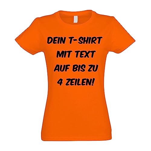 Kiwistar - T-Shirt Damen - orange - S - Aufdruck individuell - mit Wunschtext - Spruch - Druck personalisiert - Geschenk für Freizeit Sport von Kiwistar