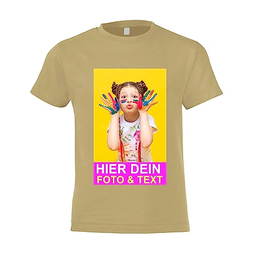 Kiwistar - T-Shirt Kind - Kids - Sand - 128 - Aufdruck individuell - mit Foto Bedruckt - Wunschtext - Druck personalisiert - Geschenk für Freizeit Sport von Kiwistar