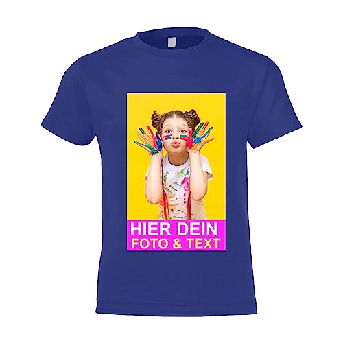 Kiwistar - T-Shirt Kind - Kids - royal - 116 - Aufdruck individuell - mit Foto Bedruckt - Wunschtext - Druck personalisiert - Geschenk für Freizeit Sport von Kiwistar