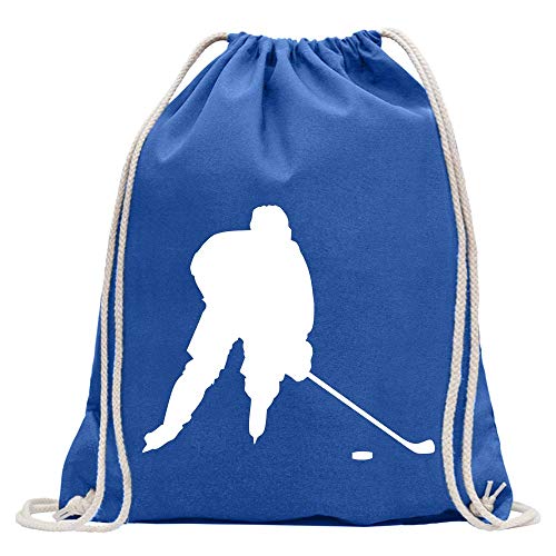 Kiwistar - Turnbeutel - royal - Eishockey Puck Figur - Fun Rucksack Sport Beutel Gymsack Baumwolle mit Ziehgurt von Kiwistar