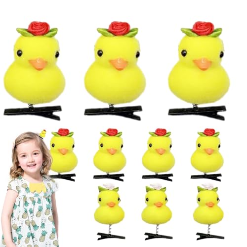 Kixolazr Gelbe Enten-Haarspange,Enten-Haarspange - 10-teiliges Cartoon-Enten-Plüsch-Haarnadel-Set,Weiche Tier-Haarspangen, Haarnadeln, lustige Haar-Accessoires für Kinder und Frauen von Kixolazr