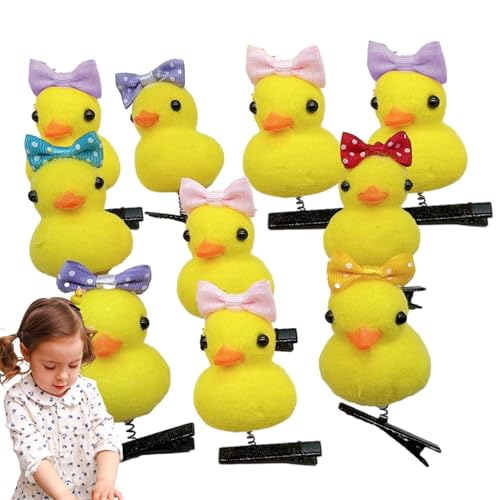 Kixolazr Kleine gelbe Ente Haarnadel, gelbe Haarspange, Plüsch-Haarnadel-Set, Cartoon-Enten-Tier-Kopfbedeckung, Weiche Tier-Haarspangen, Haarnadeln, lustige Haar-Accessoires für Kinder und Frauen von Kixolazr