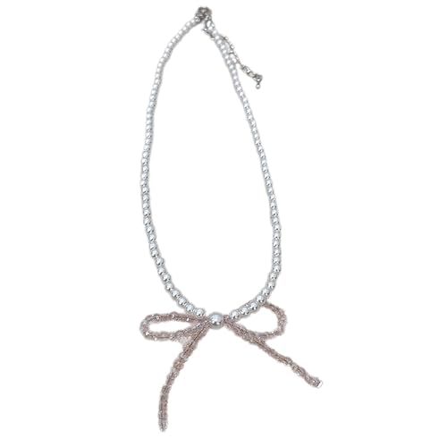 Klaisy Auffällige Bogenknoten Anhänger Halskette Schillernde Kristall Bogenknoten Anhänger Halskette Perlen Perlen Colarbone Kette Schmuckanhänger Anhänger Klaisy Auffällige Bogenknoten Anhänger Halskette Schillernde Kristall Bogenknoten Anhänger Halskette Perlen Perlen Colarbone Kette Schmuckanhänger Anhänger von Klaisy