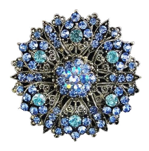 Damen-Brosche mit kristallblauen Steinen in Blumenform BR97 von Klaritta