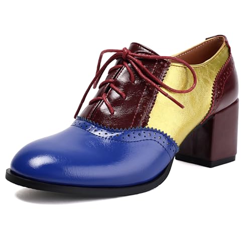 Klarmar Damen Schnüren Colorful Oxford Runde Zehen Block Schuhe Mode Party Abendschuhe Brogue Blau Gr 39 EU/40 Klarmar Damen Schnüren Colorful Oxford Runde Zehen Block Schuhe Mode Party Abendschuhe Brogue Blau Gr 39 EU/40 von Klarmar