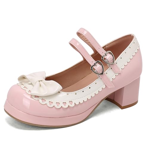 Klarmar Runde Zehen Low Block Schuhe Damen Mary Jane Brogue Schnalle Strap Mode Plateau Schuhe Pink Gr 31 EU Klarmar Runde Zehen Low Block Schuhe Damen Mary Jane Brogue Schnalle Strap Mode Plateau Schuhe Pink Gr 31 EU von Klarmar