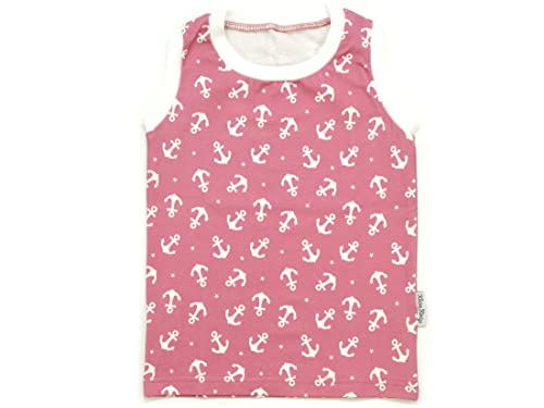 Kleine Könige Baby Kinder Shirt Tank Top ärmellos Mädchen · Modell Sterne Anker Ankertanz Beere, weiß · Ökotex 100 Zertifiziert · Größe 62/68 von Kleine Könige