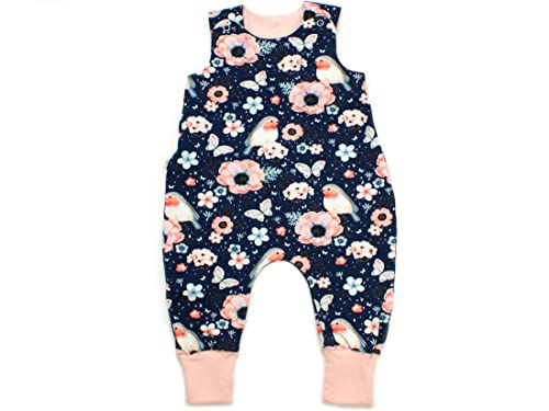 Kleine Könige Baby Strampler Mädchen Baby Body · Modell Schmetterling Vögel Birds marine, altrosa · Ökotex 100 zertifiziert · Größe 62/68 von Kleine Könige