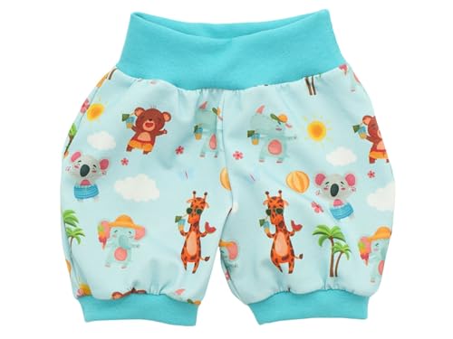 Kleine Könige Kurze Pumphose Baby Jungen Shorts · Modell Sommer Tiere Strand Beachparty blau, türkis · Ökotex 100 Zertifiziert · Größe 50/56 von Kleine Könige